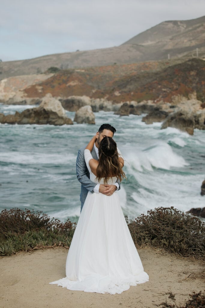 Bride and groom portraits from their Big Sur elopement