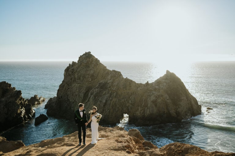 Bride and groom portraits from a Big Sur elopement