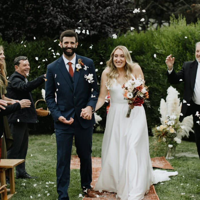 An intimate outdoor Pelican Inn wedding ceremony in Muir Beach, California
